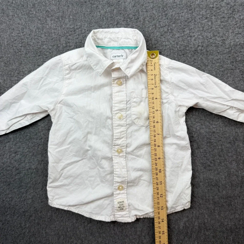 Carter's Button‎ Down Shirt Kids 24 Months White Long Sleeve Pocket Cotton